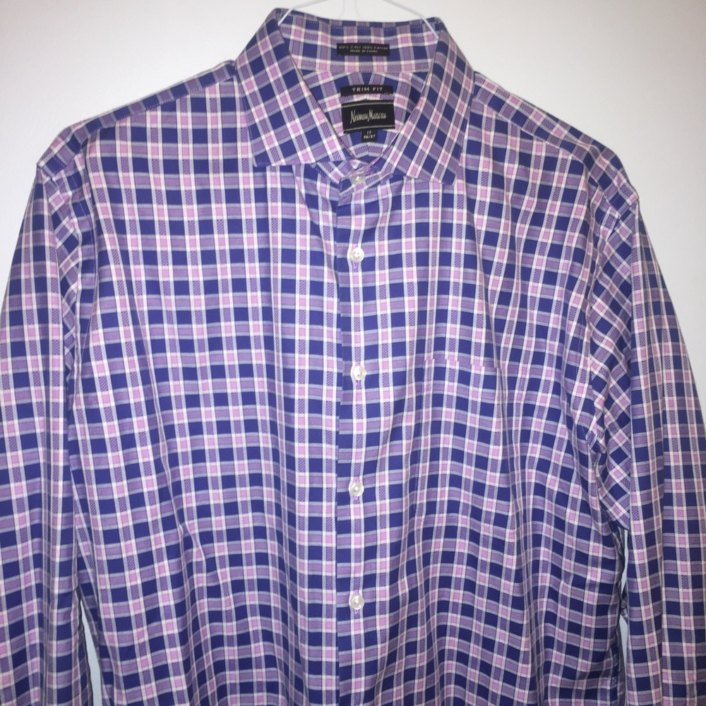 Neiman Marcus 17” button down Blue/pink
